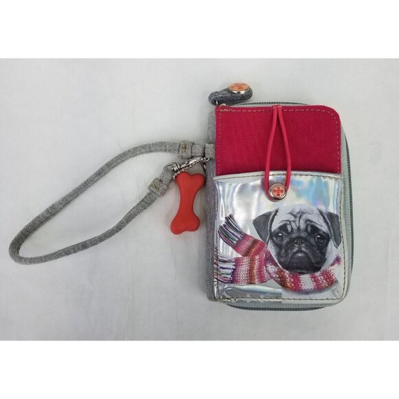 Fuzzy Nation Pug Women's Wristlet Wallet Purse Zipper Bag Dog Lover Collectible - Picture 1 of 13